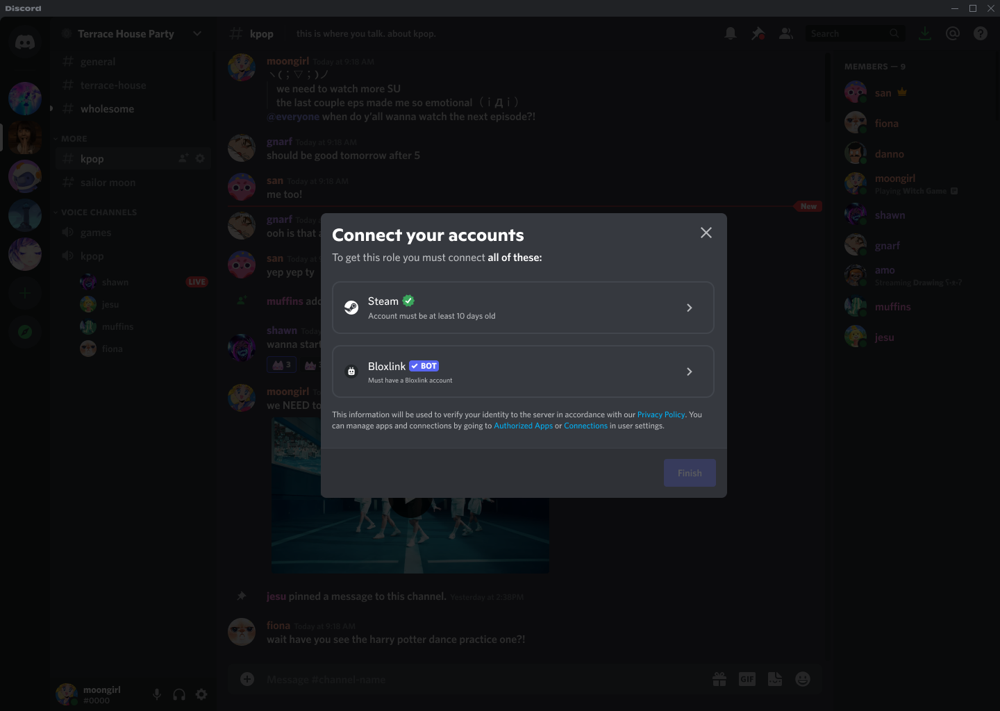 Connections & Linked Roles: Admins – Discord