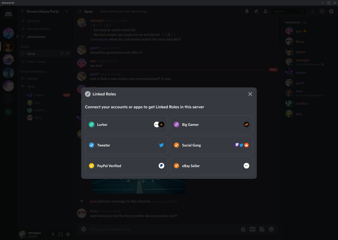 Conexões e Cargos Vinculados: Membros da Comunidade – Discord