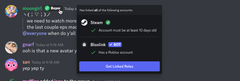 Connections & Linked Roles: Admins – Discord