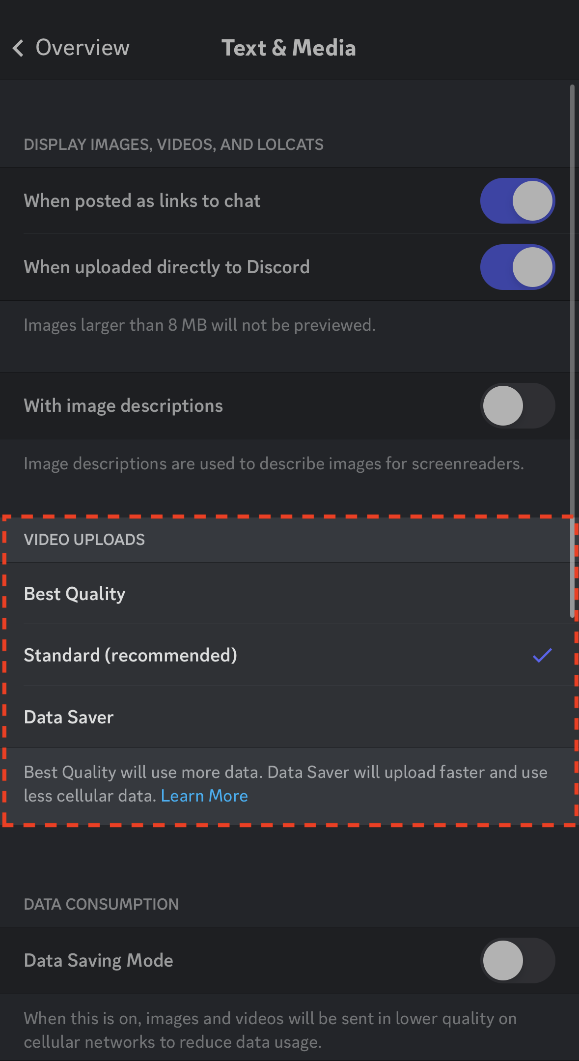 Video Upload Quality Settings on Mobile FAQ Discord