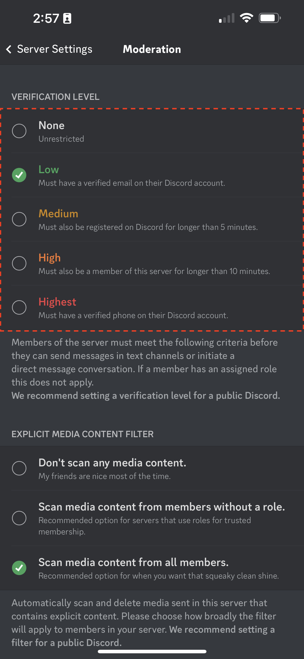 Verification Levels – Discord