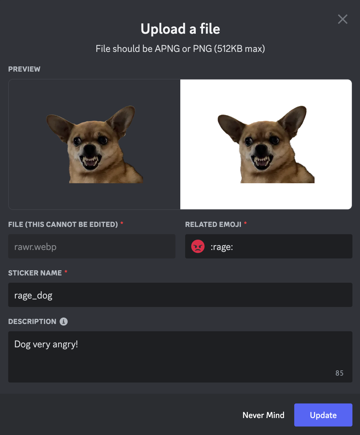 convert your emote or gif to an apng for discord stickers