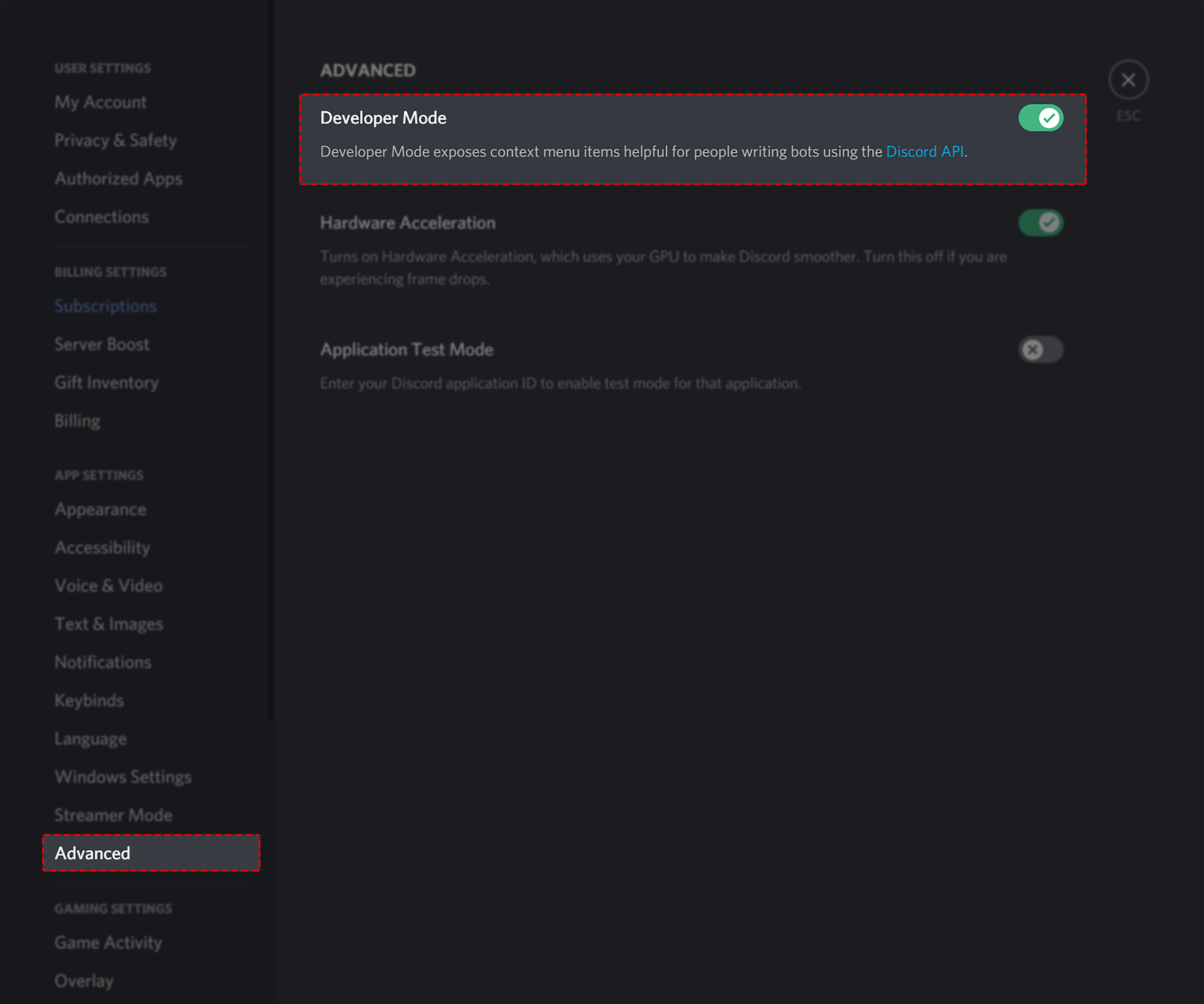 How to turn on Dev Mode Discord?