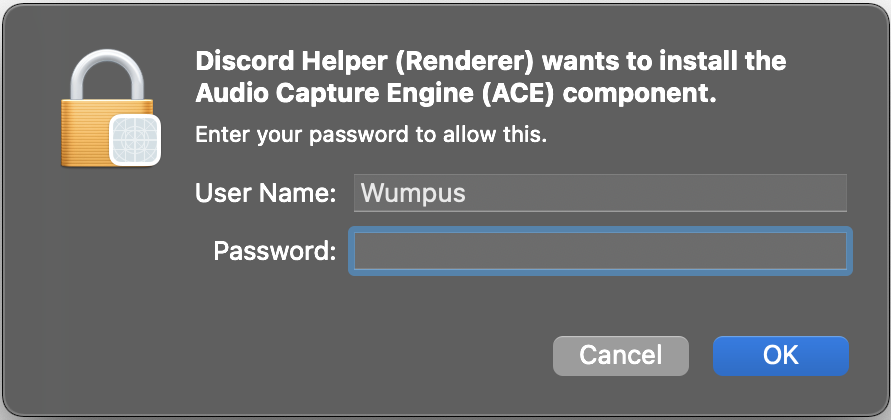 mac install asking for password