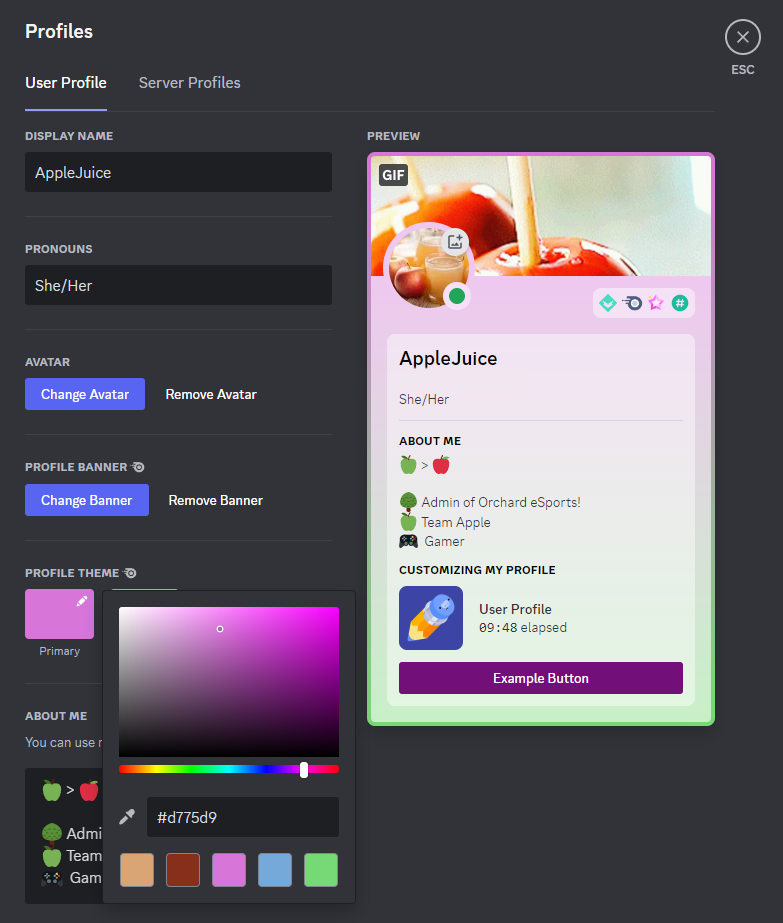 View Profile Color Customization – Discord