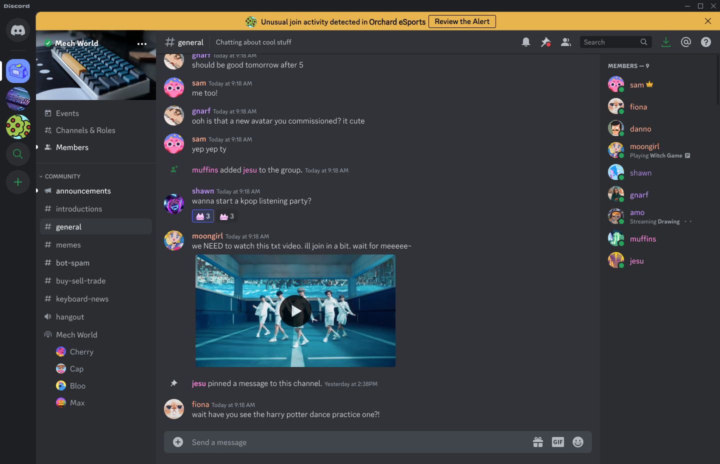 Activity Alerts + Security Actions – Discord