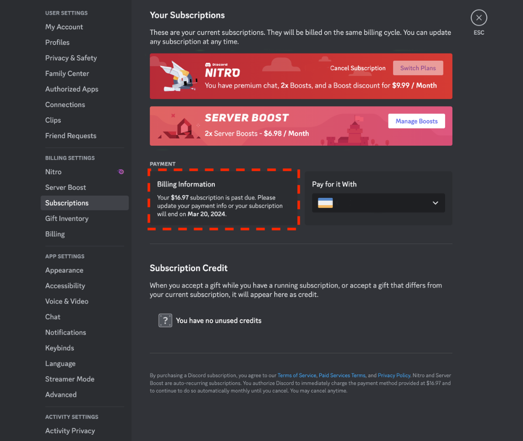 Решение вопросов, связанных с подпиской: Просроченные, ожидающие и  неудачные платежи – Discord