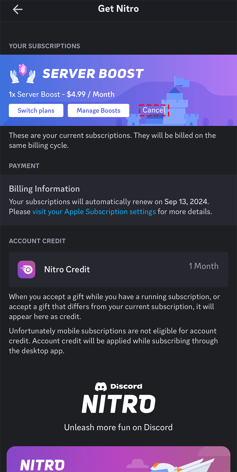 how-to-cancel-your-server-boost-subcription-discord