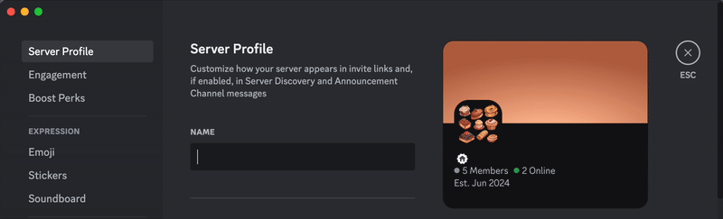 Server Profile – Discord