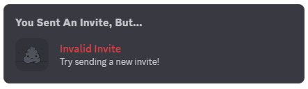 Invalid Invite error