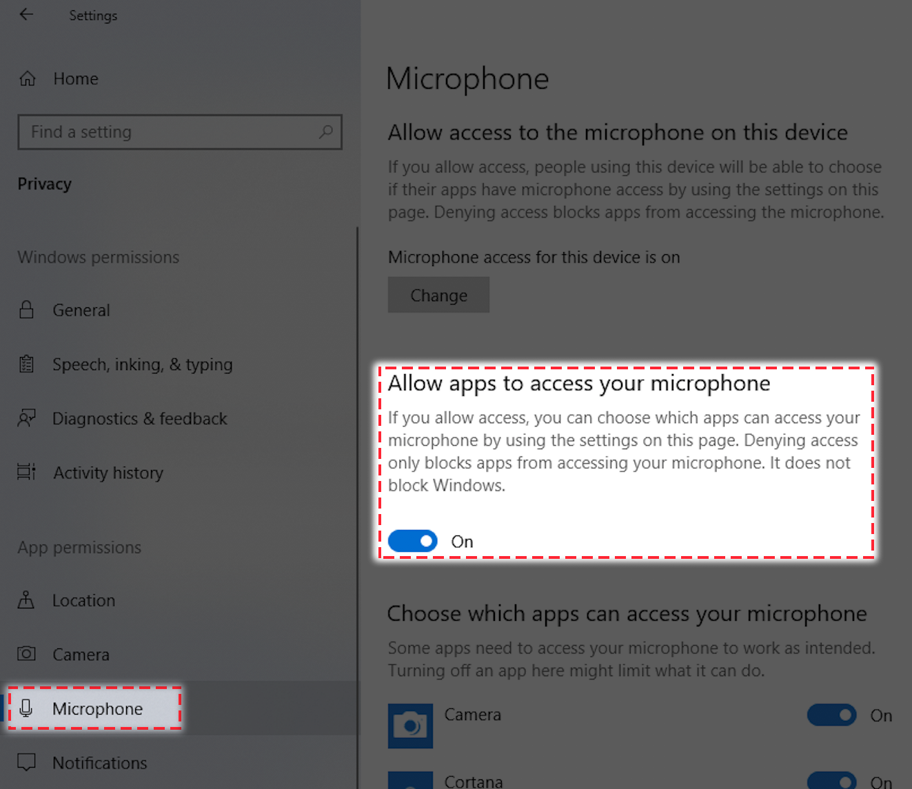 how turn on microphone windows 10