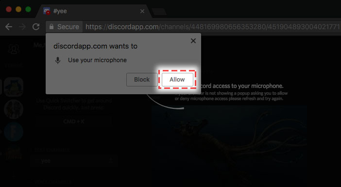 turn on mic for discord on mac