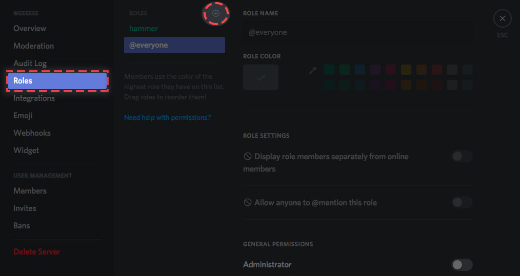 Roles description – Discord