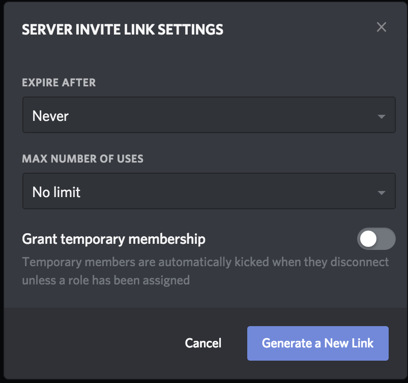 the instant invite is invalid or expired