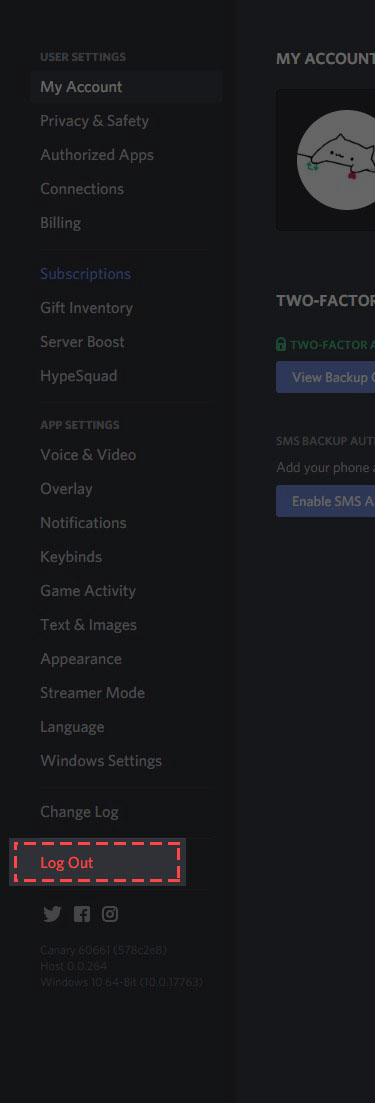 How do I log out? – Discord