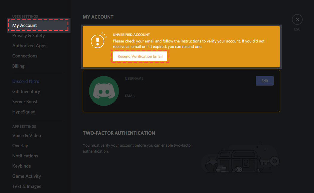 Resending Verification Email Discord