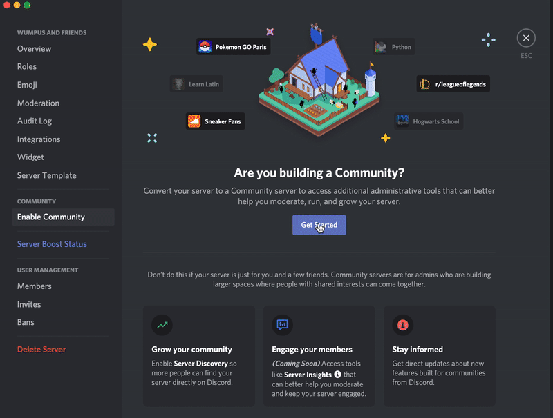 Enabling Your Community Server Discord. 