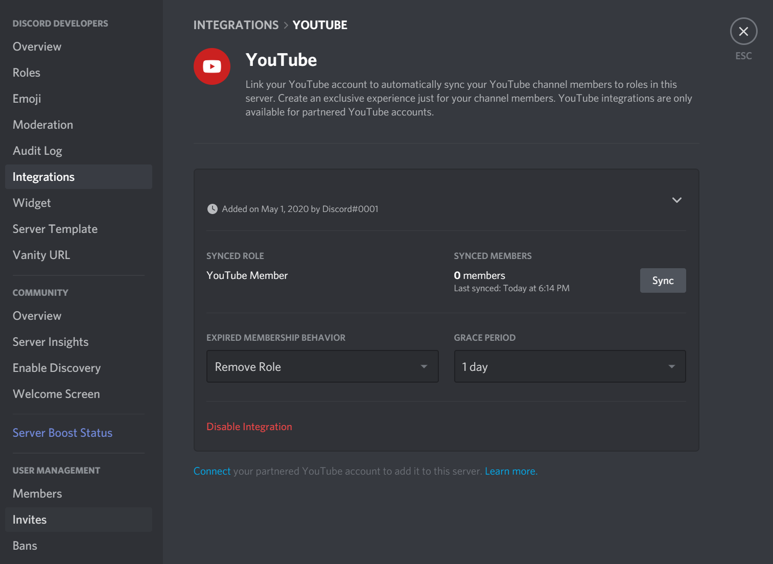 Youtube Channel Integration – Discord