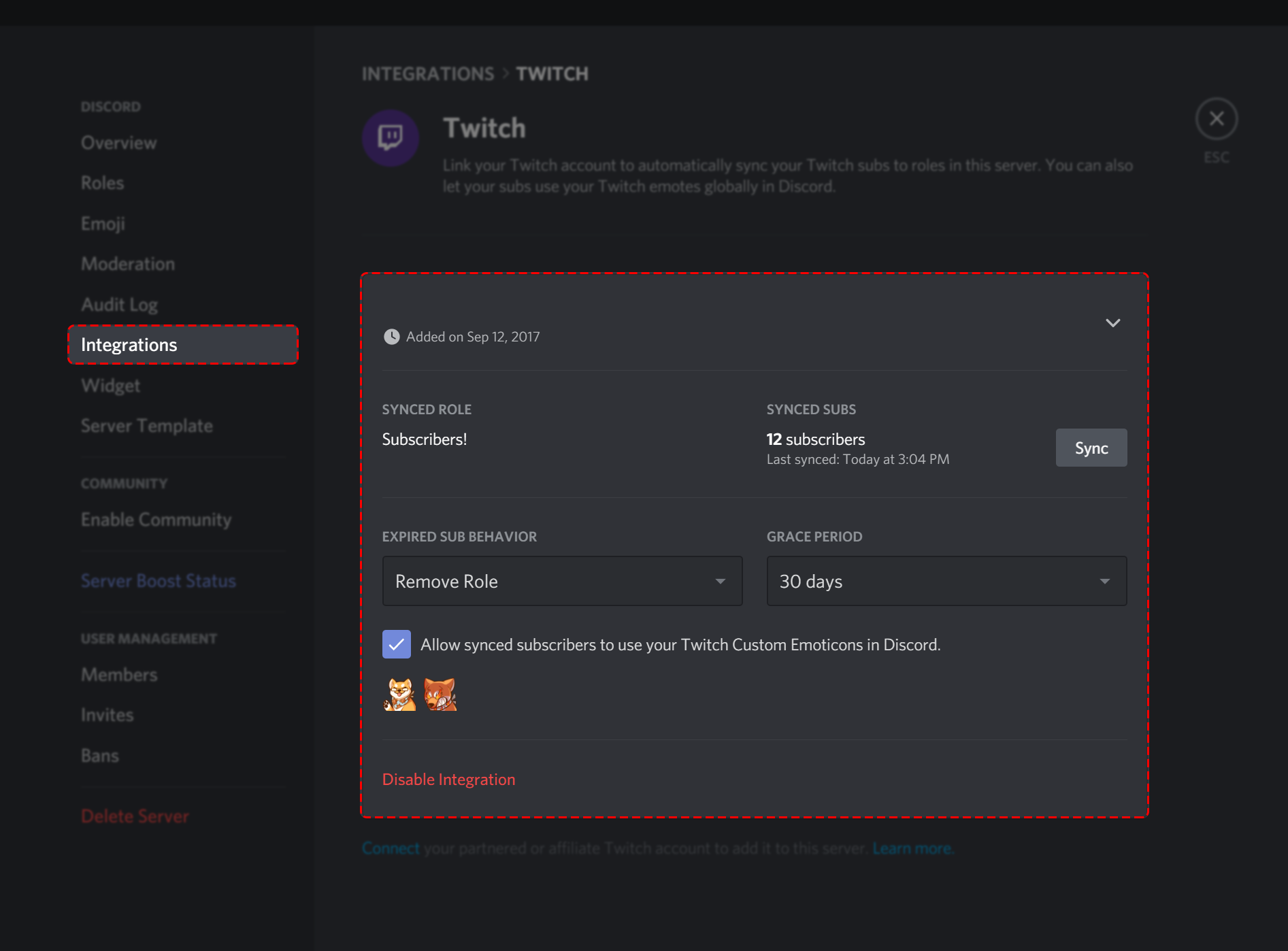 discord twitch integration not working