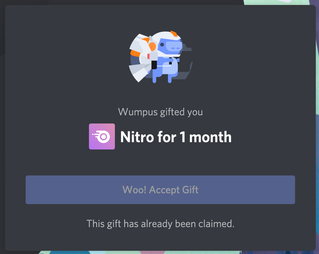 used discord nitro gift link