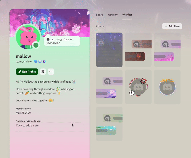 Removing Items to Your Wishlist in Your Profile Board
