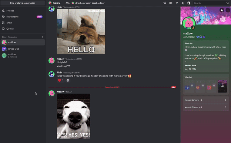 フレンドのDMプロフィールからウィッシュリストを見る