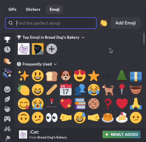 Example of Custom Emojis by Server