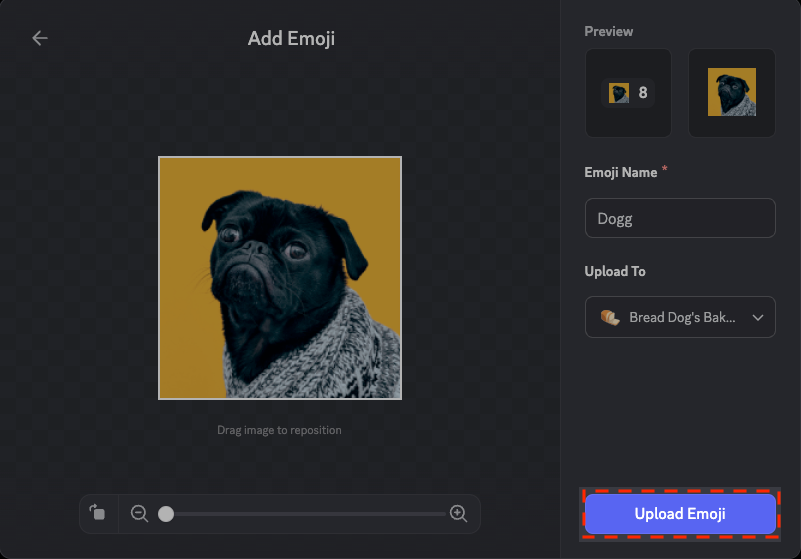Upload Emoji Button