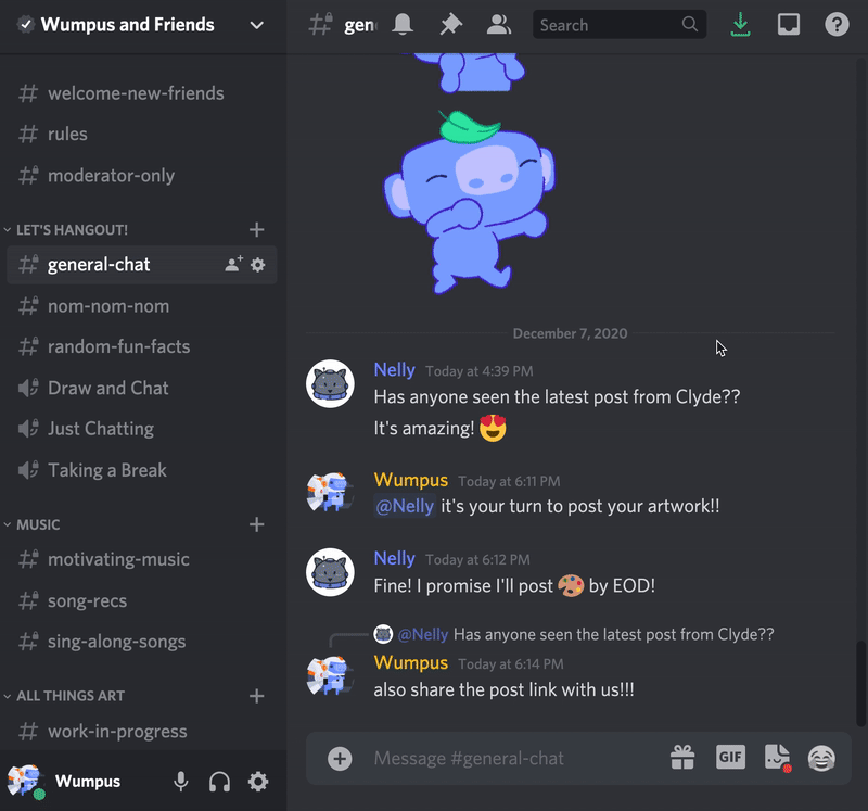 Ein Beispiel für die Verwendung der Tastaturnavigation, um durch Nachrichten zu navigieren, eine Reaktion hinzuzufügen und dann eine direkte Antwort hinzuzufügen