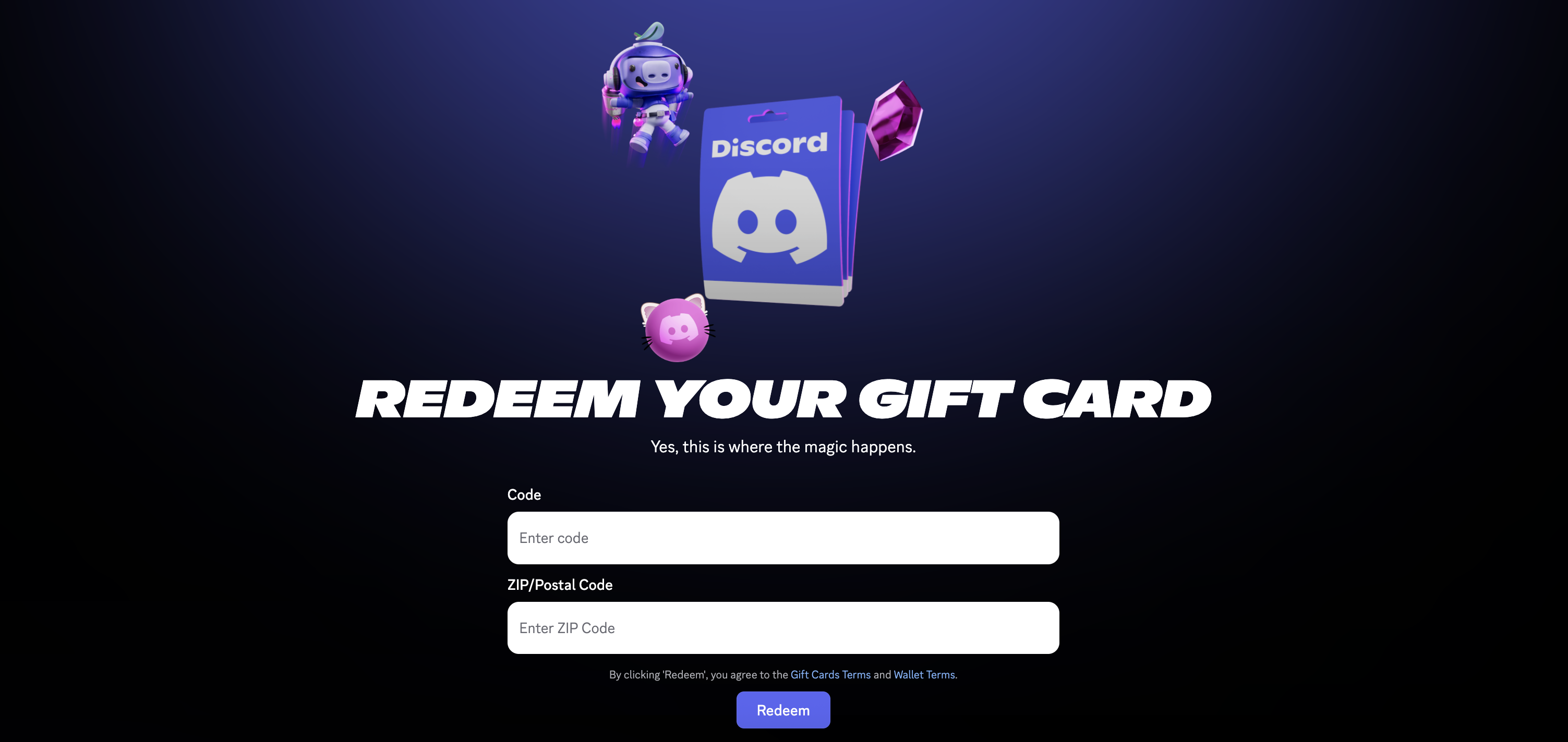Discord.com/redeem Landing Page