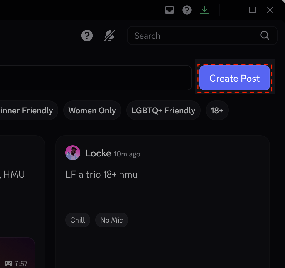 Create Post Button