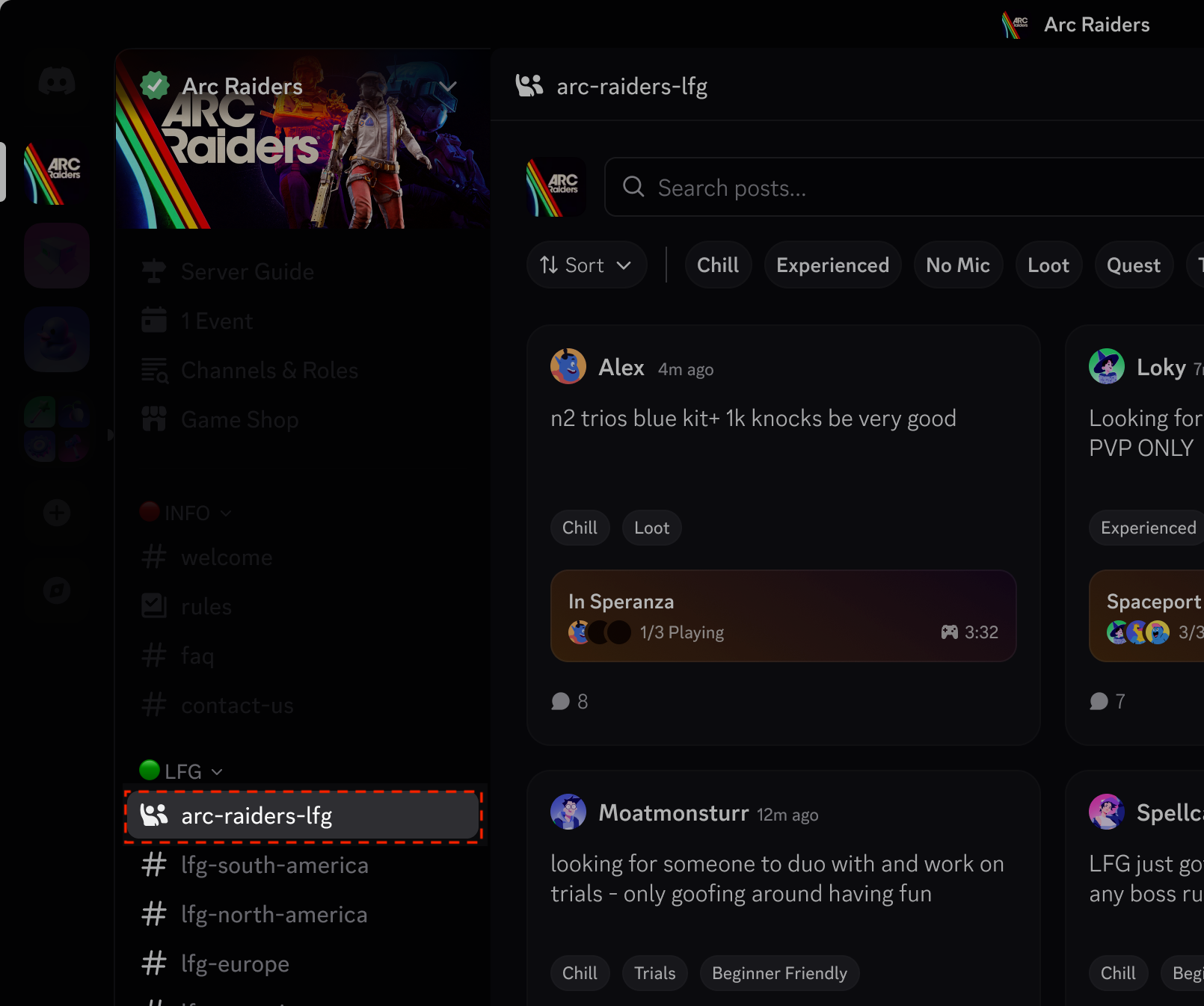 Example of arc-raiders-lfg Channel