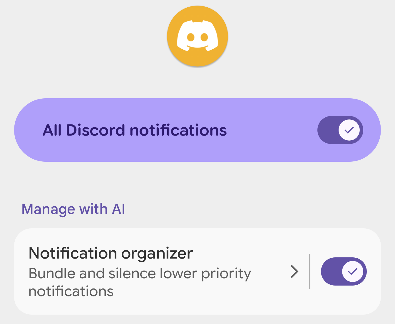 Discord Notification Settings on Android