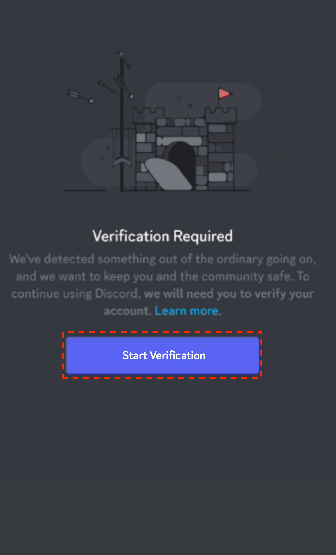 Discord 인증 절차의 첫 번째 단계는 인증 시작 버튼을 누르는 것입니다