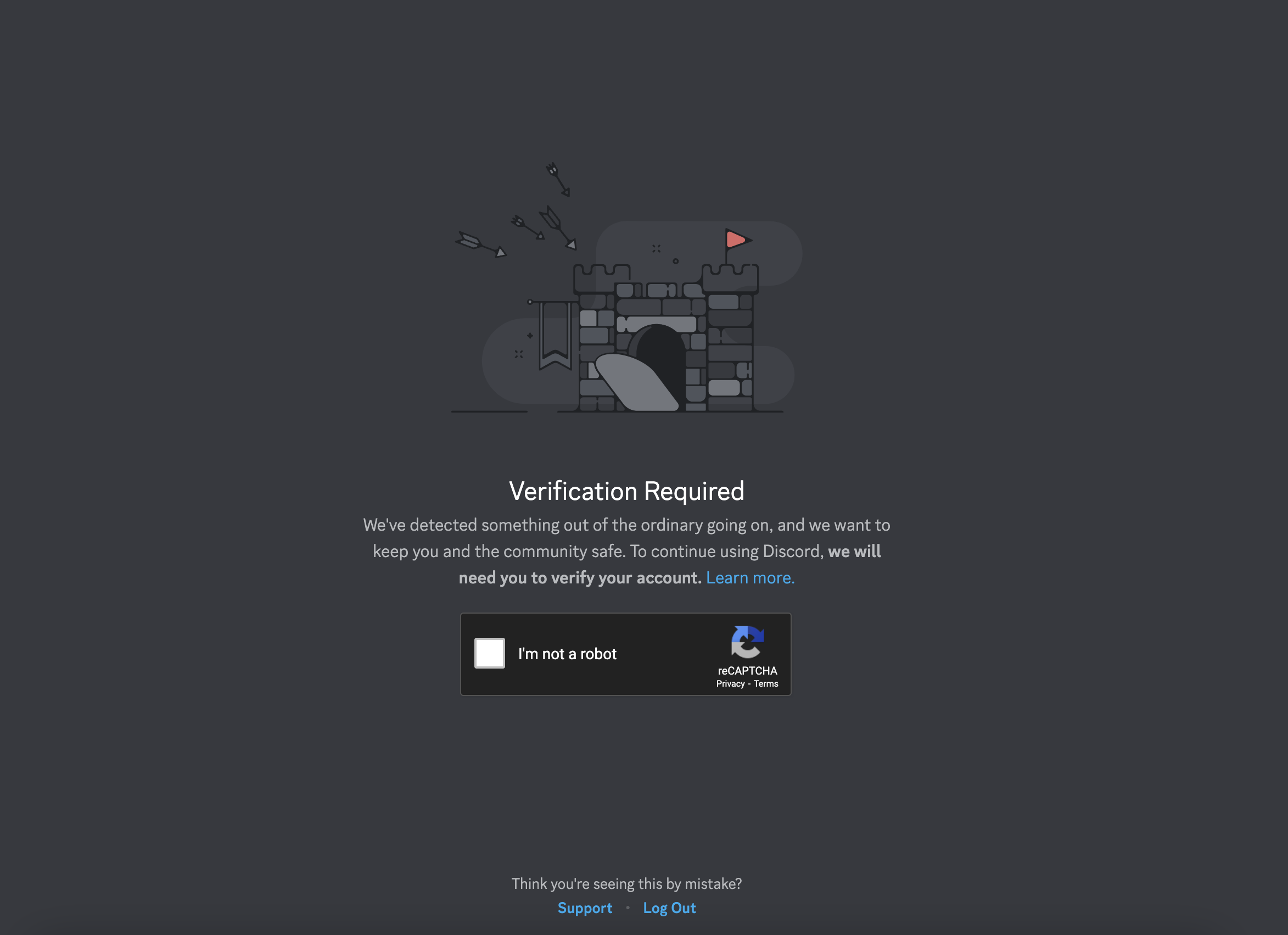 Kullanıcıların Discord'u kullanırken karşılaşabileceği Doğrulama Gerekli sayfası