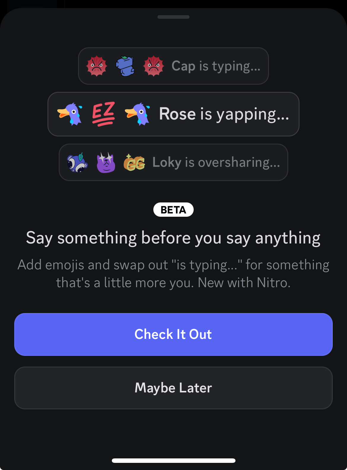 In-app Sheet for Custom Typing Indicator