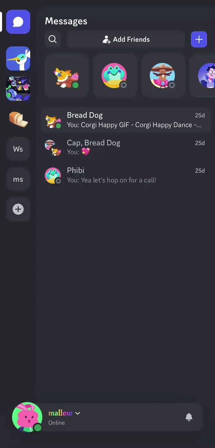 Navigating from Your Profile to Typing Indicator