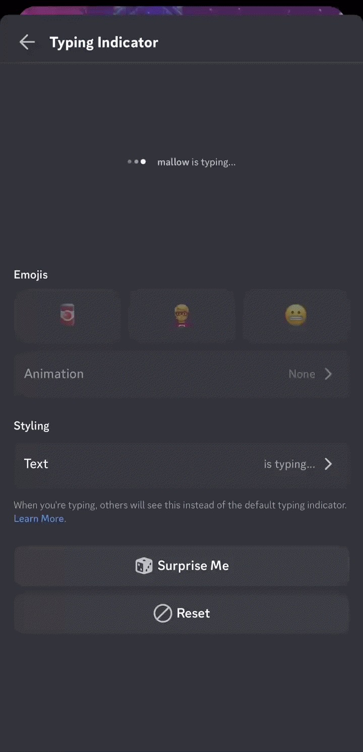 Customizing Your Typing Indicator from your Profile
