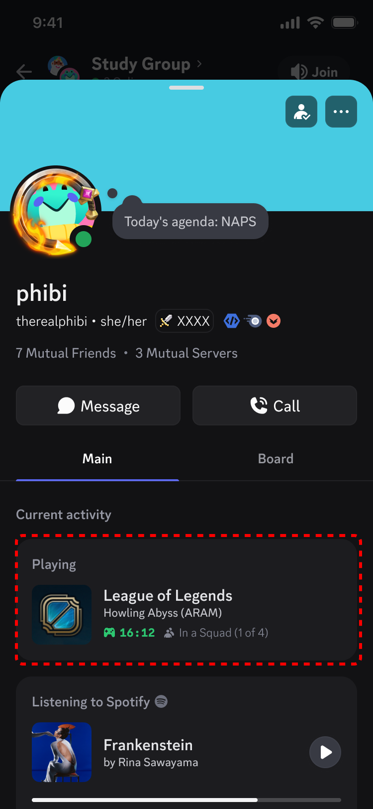 Activity Card on User Profile on Mobile