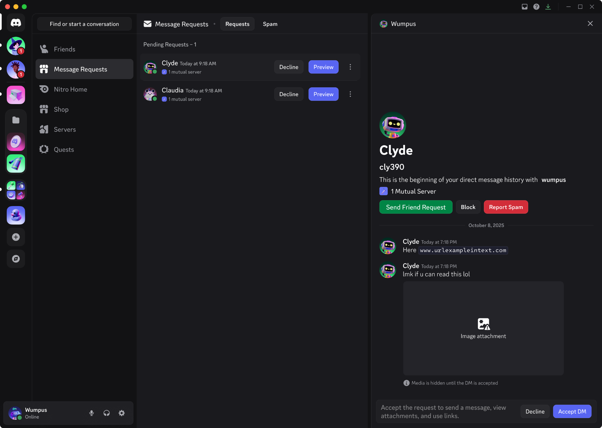 Message Requests Settings in User Settings