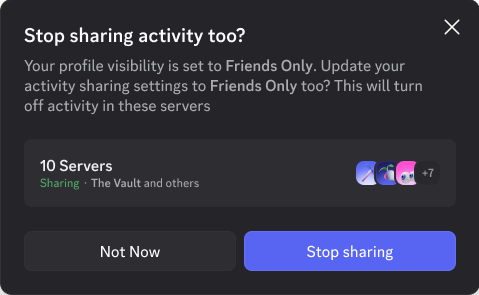 Stop sharing activity too? Window Prompt