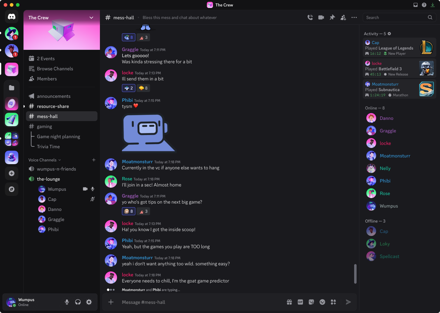 Status de atividade na lista de membros no desktop