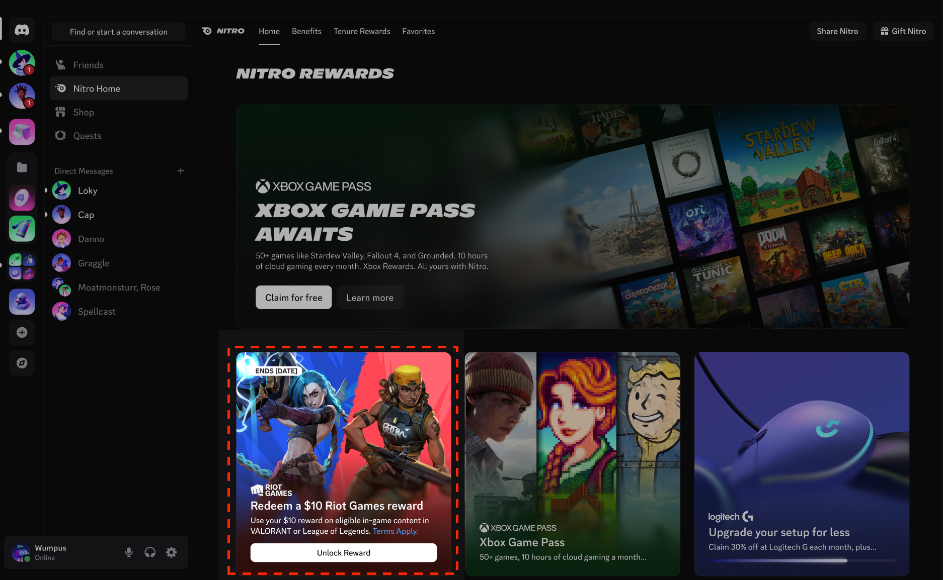 Redeem a $10 Riot Games reward Card on Desktop