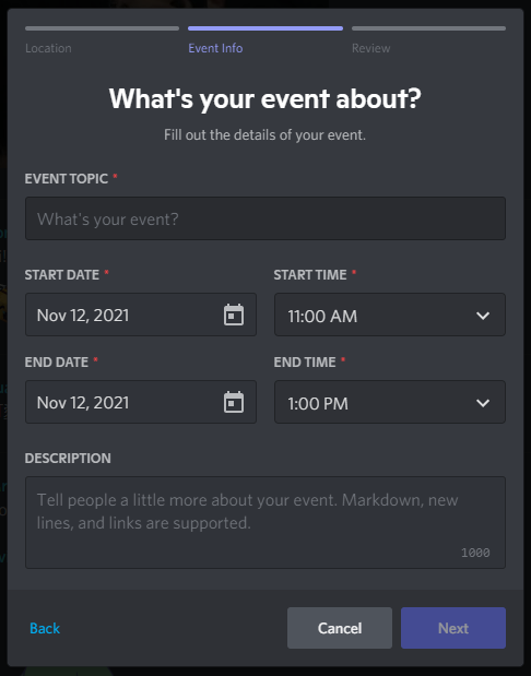 Scheduled Events – Discord