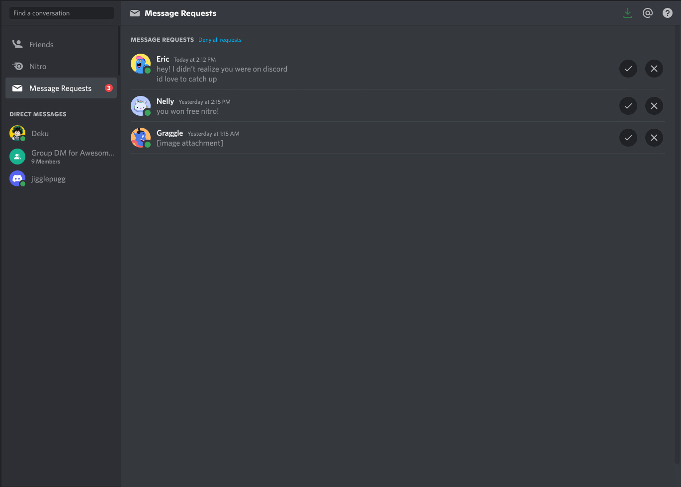 メッセージリクエスト Discord