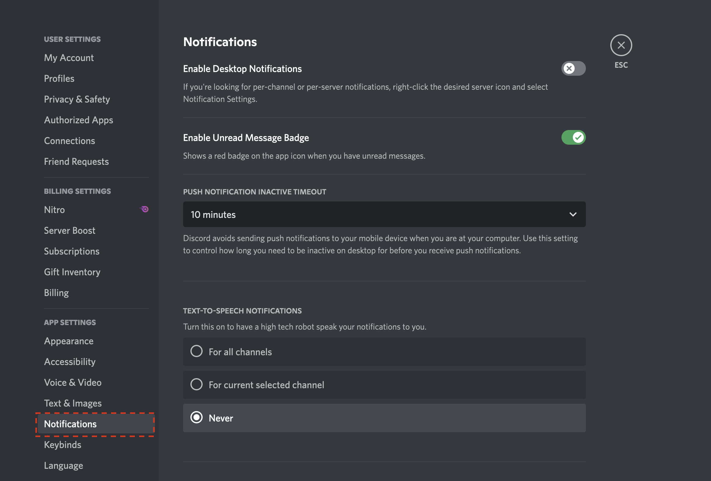 Configurações de Bloqueio e Privacidade – Discord