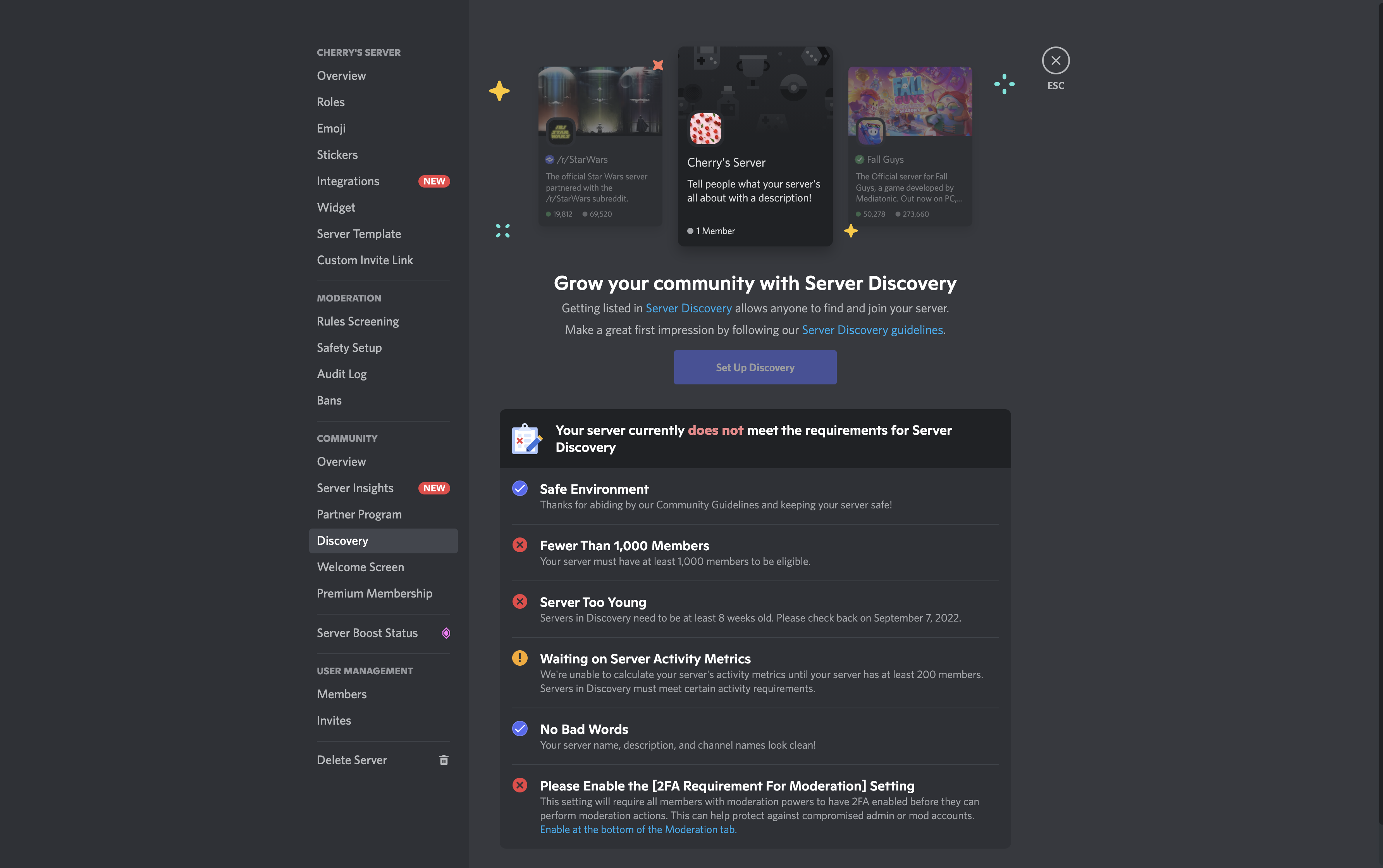 setup your discord server within 72 hours