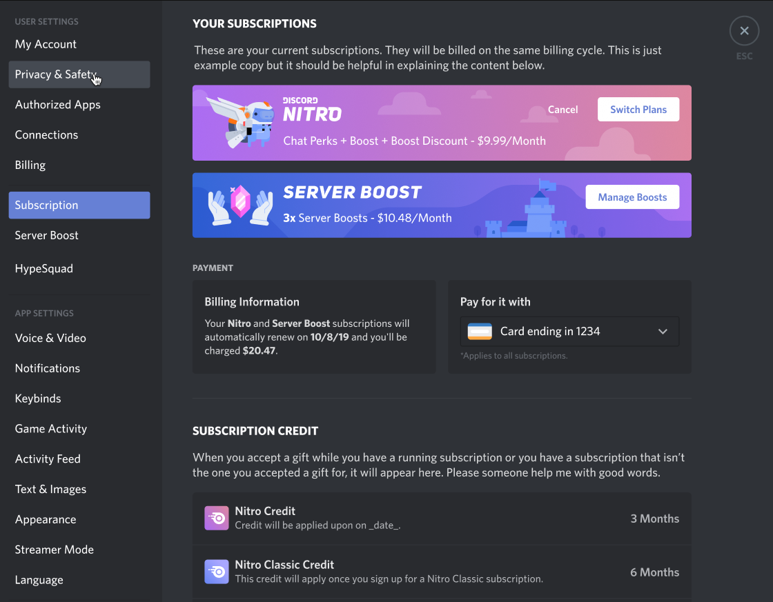 Discord Nitro billing address is invalid