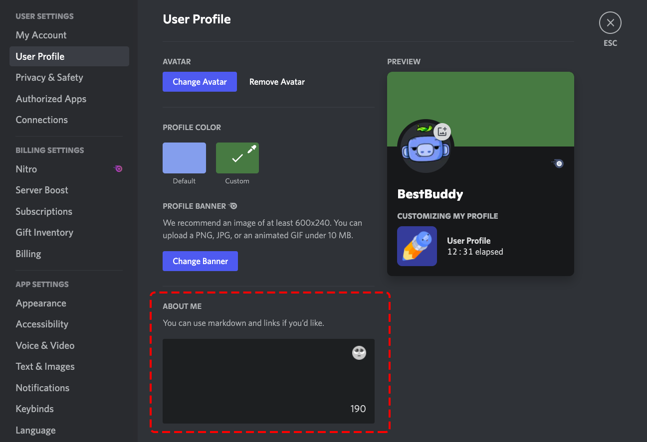 Custom profiles discord