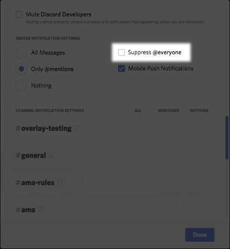 How Do I Stop Everyone Mentions From Select Servers Discord